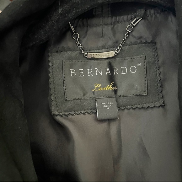 Bernardo Moto Leather Jacket Women's Size M Black Draped Open Front Pockets Rock - Picture 6 of 6